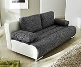 Schlafsofa Theresa Grau / Weiss Napalon Leder Sofa mit Schlaffunktion