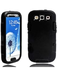 myLife (TM) Dark Black - Robot Armor Series (3 Piece Neo Hybrid Flexi Case + Urban Body Armor Glove) Case for Samsung Galaxy S3 GT-i9300 and GT-i9305 Touch Phone (Thick Silicone Outer Gel + Tough Rubberized Internal Shell + myLife (TM) Lifetime Warranty + Sealed In myLife Brand Packaging Only) "ATTENTION: This case comes with easy grip rubberized silicone material on the outside that allows you to grip the case easily in your hand while allowing you to slide the phone in and out of your pocket with out it sticking to your pants."