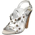 Naughty Monkey Women's Snappy Leather Sandal,Silver,8 M US