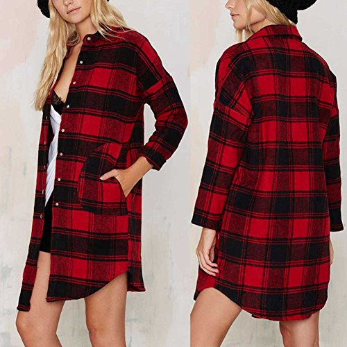 MIOIM® 体型カバー レディース お洒落 カーディガン ギンガム チェック柄 シャツ 長袖 ゆったり ロング ブラウス カジュアル 通勤 スポーツ トップス