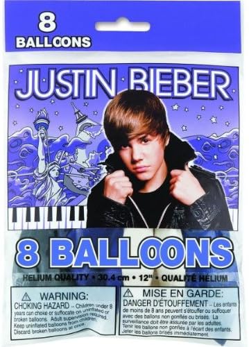 12'' Latex Balloons - Justin Bieber 12'' Latex Balloons - Justin Bieber