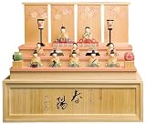南雲 作　収納台付　木彫り雛人形「春陽」