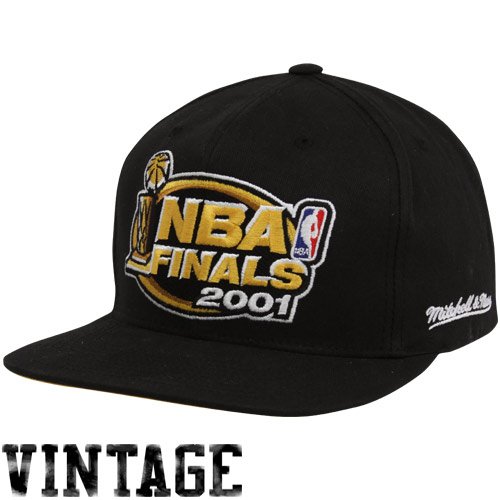 Mitchell & Ness Los Angeles Lakers Black 2001 NBA Finals Vintage Snapback Adjustable Hat