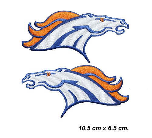 Denver Broncos Embroidered Logo Left and Right Embroidered Iron Patches 2 Pieces.