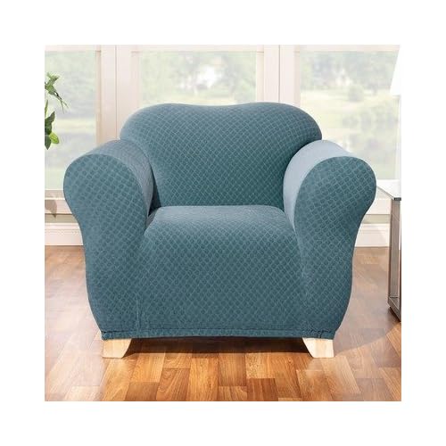 Stretch Stone Chair Slipcover in Teal (Box Cushion