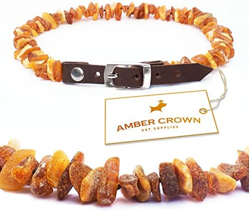 Amber Flea and Tick Collar with Adjustable Leather Strap for Dogs and Cats / Untreated Authentic Baltic Amber Dog Necklace / Natural Tick and Flea Control and Prevention / Gift-Ready Packaging - Perfect Present for Every Pet Lover / 100 Days 100% Satisfaction Guarantee!