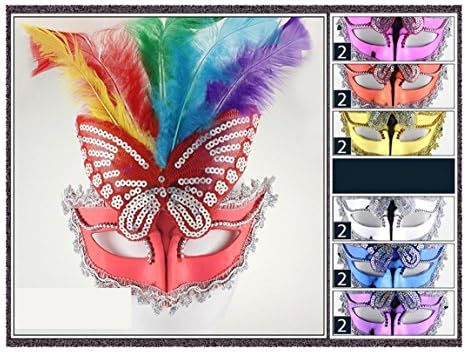 WHOLESALE DOZEN PACK BY SUPERSTAR / SEQUIN BUTTERFLY MASK WITH FEATHERS/12 PCS