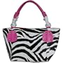Black Large Vicky Zebra Print Faux Leather Satchel Bag Handbag Purse Pink