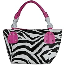 Black Large Vicky Zebra Print Faux Leather Satchel Bag Handbag Purse Pink