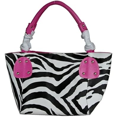 Black Large Vicky Zebra Print Faux Leather Satchel Bag Handbag Purse Pink Black Large Vicky Zebra Print Faux Leather Satchel Bag Handbag Purse Pink