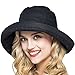 Kafeimali Womenâ€™s Cotton Bucket Hat Sun Summer Color Beach Caps Big Fold-up Brim (Black)