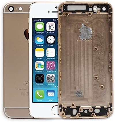 For iphone 6 Plus Back Cover Housing Replacement 5.5 inch with Card Tray &amp; Volume Control Key &amp; Power Button &amp; Mute Switch Vibrator Key Replacement(gold &amp; white)