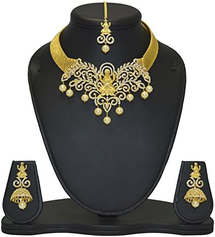 Cz Traditional lakshmi ji temple Design choker Necklace set