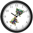 Two Colorful Butterflies (Butterfly) Wall Clock by WatchBuddy Timepieces (Black Frame)