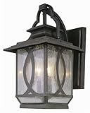 Trans Globe 5191 BRT Estate - Two Light Crossed Curve Medium Wall Mount, Burnished Rust Finish with Seeded Glass