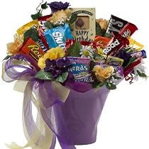 Happy Birthday! Candy, Chocolate Bar and Cookie Bouquet - Gift Basket
