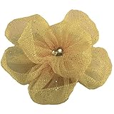 Girls Gold Sparkle Netted Flower Clippie