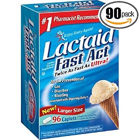 Lactaid-Fast Act Lactase Enzyme Supplement, 96 Caplets (Bonus Size)