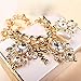 JQUEEN Big Pearl Gold ID Link Flower Drop Rhinestone Bib Choker Necklace