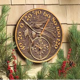 Whitehall French Bronze Pinecone Thermometer Clock - 01790 by Whitehall Thermometers