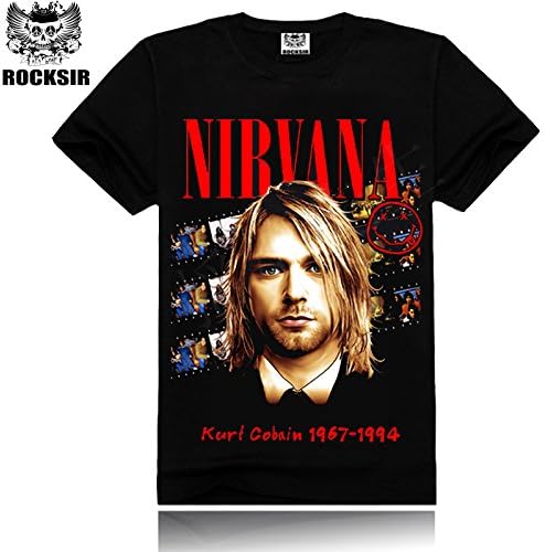 Mens Casual Short Sleeves Rock 3D T-Shirt Nirvana Rock Band Tee S