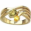 14K Yellow Gold Pear Cut Peridot and Citrine Ring