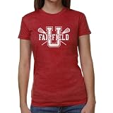 NCAA Fairfield Stags Ladies Crossed Sticks Junior's Tri-Blend T-Shirt - Cardinal