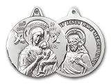 Sterling Silver Our Lady of Perpetual Help Pendant with Stainless Silver Heavy Curb Chain 24 inch