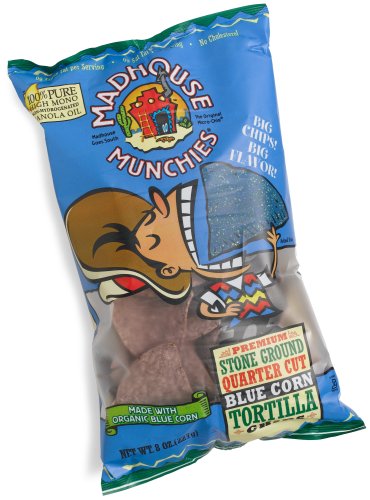 Madhouse Munchies Blue Corn Tortilla Chips, 8-Ounce Bags (Pack of 12) by Madhouse Munchies