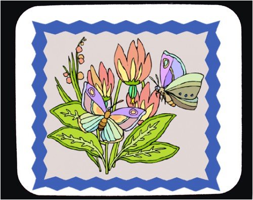 Mouse Pad with insect, flowers, bug, butterflies, colorful