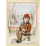 Christmas card depicting a boy in an ice rink (Print On Demand)