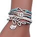 Kingfansion Vintage Handmade Infinity Silver 8 Owl Leaf Bird Leather Bracelet Wristband New