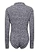 Persun Women's Dark Grey Turtleneck long sleeve Mixed Cable Knitted Bodysuit