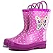 AccessoWear Girls Pink Butterfly Polka-Dot Rain Boots (1 M US Little Kid)