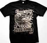 Born Free Ride Free Mens T-shirt, Bald Eagle With Chopper and Flag Men's Old School Motorcycle Shirts