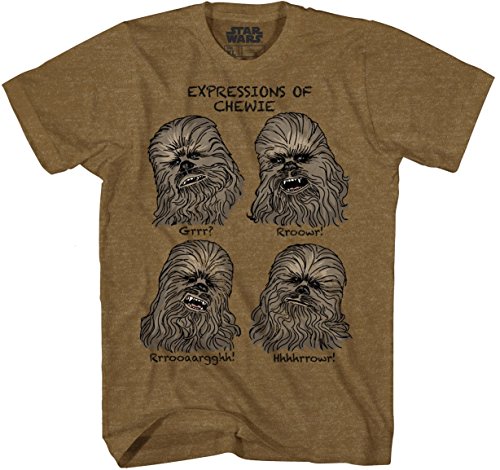 Star Wars Chewbacca Wookiee Faces Mens Mocha Heather T-shirt