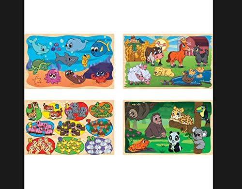 First Learning 4 in 1 Wooden Puzzle with Storage case, 97 Pieces