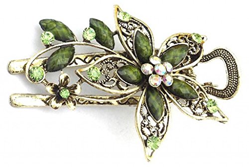 Vwhite Womens Flower Crystal Hair Clips Barrettes Hair Accessories