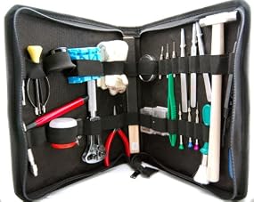 Watch Repair Tool Kit with 28 Pcs of Tools in Leather Pouch