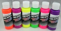 Createx 5802-00 FLORESCENT A/B COLOR SET (6) HT PNK GRN YLW ORNG RASP VIOL CREAT