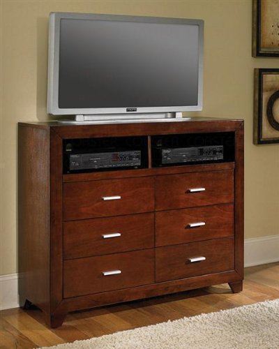 TV Dresser Stand with Chrome Handles in Cherry Finish