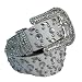 White Western Rhinestone Studded Leather Belt S 30 32