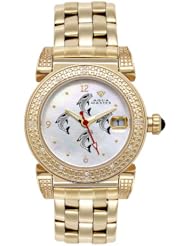Aqua Master Ladies Round Special Stainless Steel Diamond Watch in Gold PVD stainless steel with 4 Dolphin Dial
