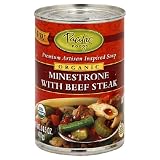 Pacific Natural Foods Organic Minestrone with Beef Steak Soup, 14.5-Ounce Tins (Pack of 12)