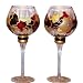 ArtisanStreet's Set of 2 Tall Glass Candle Holders with Abstract Design. Hand Painted, Signed