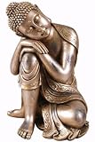 Sitting Buddha Statue, 16"H, BRONZE/SILVER