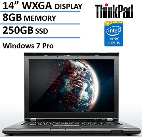Lenovo Thinkpad T430 Business Laptop Computer (Intel Dual Core i5 Up to 3.3 Ghz Processor, 8GB Memory, 250GB SSD, Wifi, Webcam, DVD, Windows 7 Professional) (Certified Refurbished)