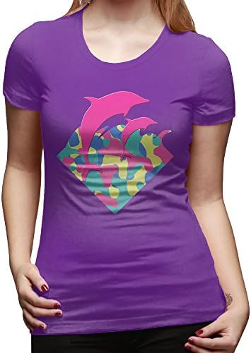 Jonesseller Girl's Designed T-shirt Double Dolphin Design M Purple