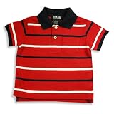 ELand  Infant Boys Short Sleeve Striped Polo Red Navy Size 12Months