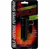 Vexor Self Defense Pepper Spray 1/2 -Ounce Cone Spray with Spin Top Holder and Key Release (Black)